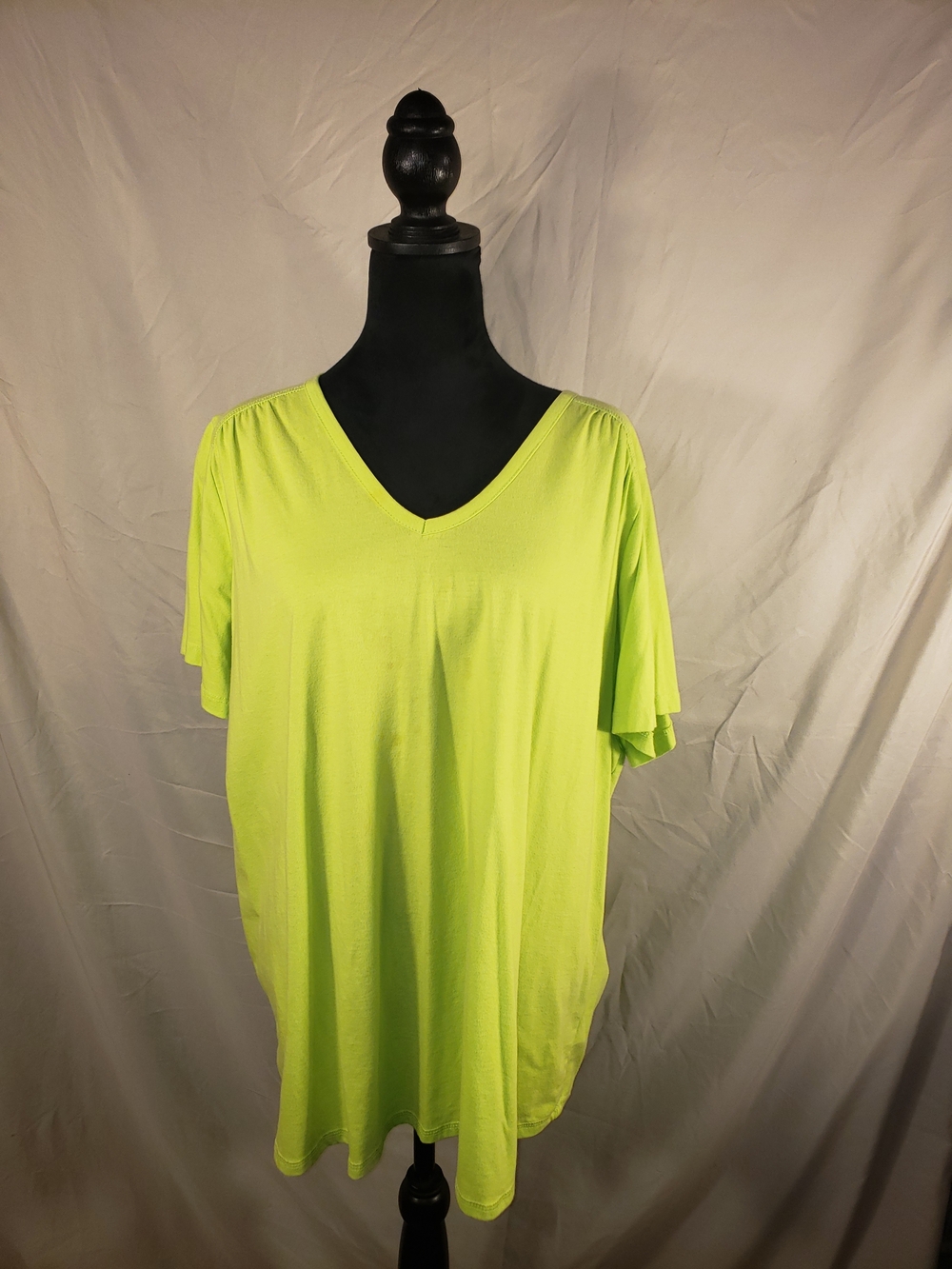 Woman Within Lime Green V-neck Top - 22/24